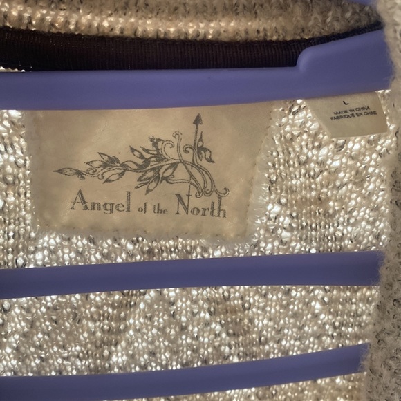 Anthropologie Angel Of The North Wool Blend Drape Tan/Cream Boho Cardigan Large - Picture 6 of 12